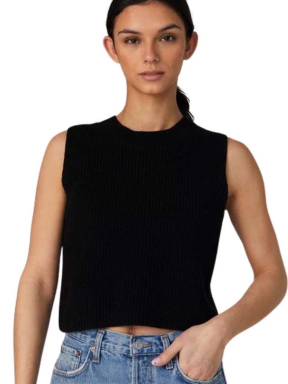 French connection Black Sleeveless Knit Top French Connection Mozart Crewneck